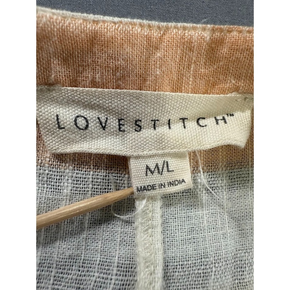 Love‎ Stitch Blouse Women Medium Large Multicolor Striped Crew Neck Lightweight - Picture 12 of 15